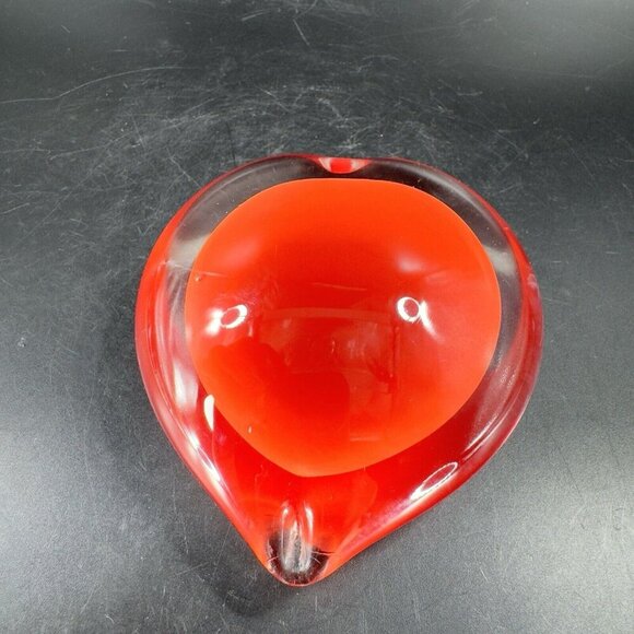 Hand Blown Red Heart Glass Paperweight Figurine Cased Heavy Glass Figure VTG - Picture 12 of 16
